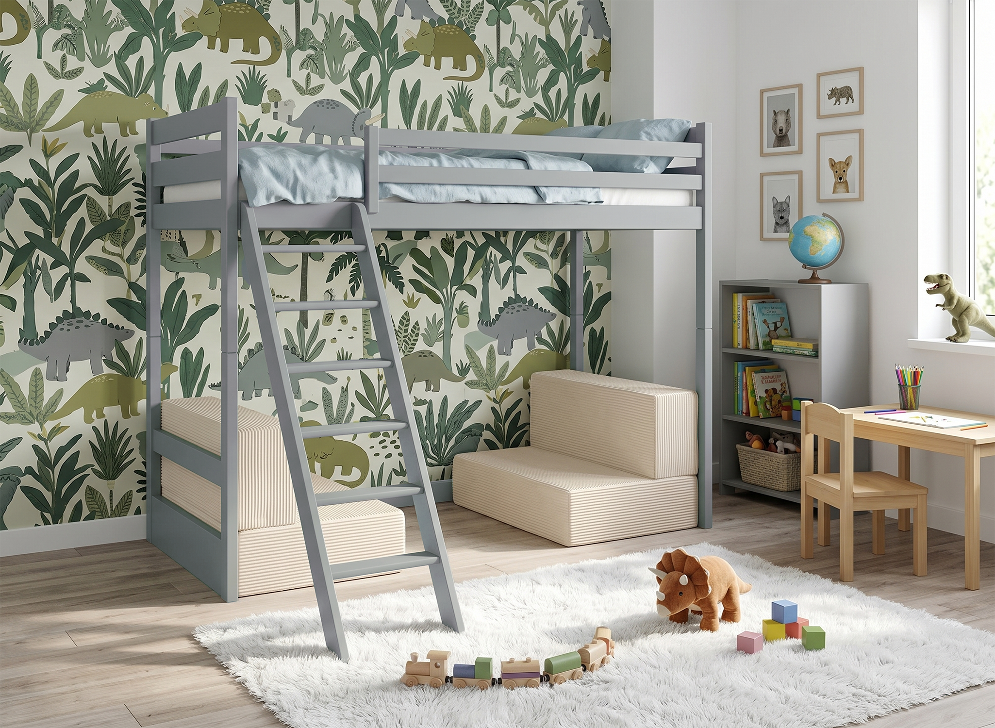 Lit mezzanine SOFENA avec canapé modulable premium – Lano Meble